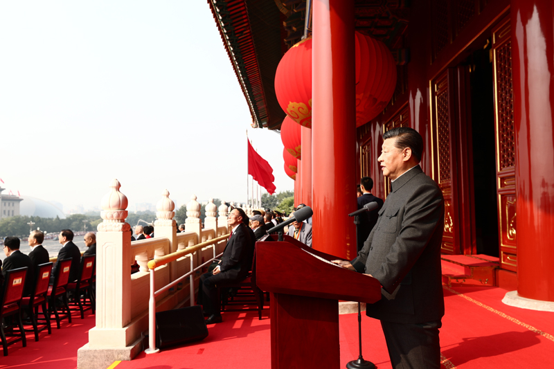 10月1日上午，慶祝中華人民共和國成立70周年大會在北京天安門廣場隆重舉行。中共中央總書記、國家主席、中央軍委主席習(xí)近平發(fā)表重要講話。